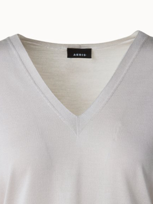 Cashmere Silk Fine Gauge V-neck Knit