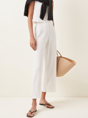 Burnout Cropped Wide-leg Pointelle-knit Cotton Pants