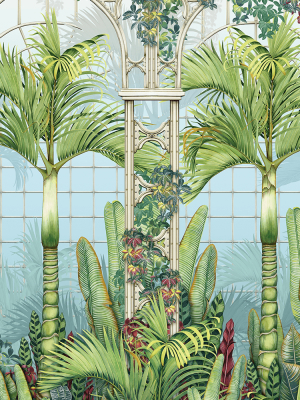 Sample Palm House Wall Mural In Leaf Green From The Mansfield Park Collection By Osborne & Little