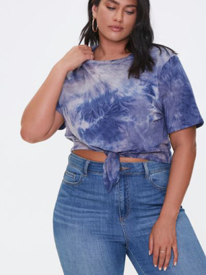 Plus Size Tie-dye Wash Tee