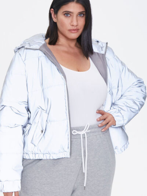 Plus Size Reflective Zip-up Windbreaker