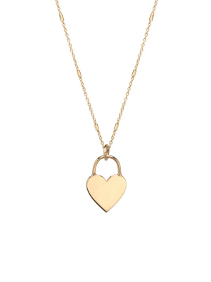 14k Small Heart Padlock Necklace