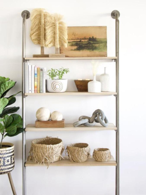 Metal And Wood Leaning Shelf