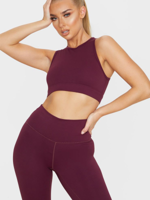 Berry Sculpt Luxe Racer Neck Sports Crop Top