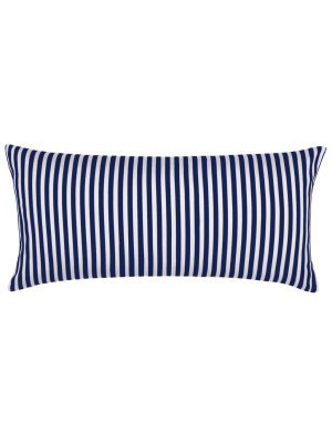 Navy Blue Striped Throw Pillow