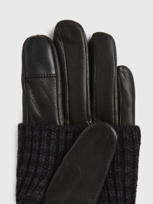 Stripe Cuff Leather Gloves Stripe Cuff Leather Gloves