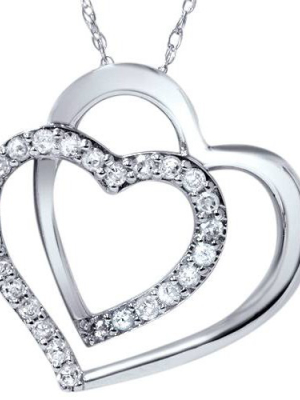 Pompeii3 1/4ct Diamond Heart Shape Pendant 10k White Gold 3/4" Tall