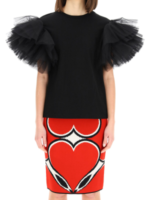 Alexander Mcqueen Ruffled Sleeve T-shirt