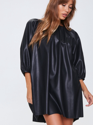 Faux Leather Shift Dress