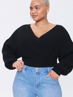 Plus Size Surplice Sweater