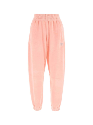 T By Alexander Wang Crystal Logo Velour Sweatpants