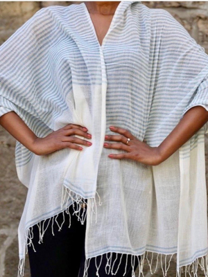 Airy Cotton Stripe Scarf