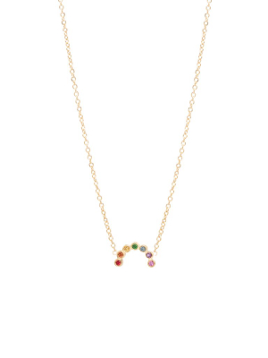 14k Rainbow Sapphire Arc Necklace
