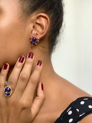 Tanzanite, Tourmaline & Diamond Supernova Earrings