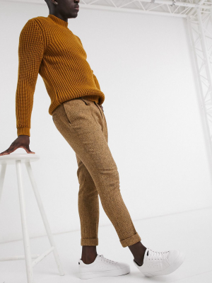 Asos Design Tapered Wool Mix Stylish Pants In Camel