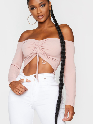 Shape Rose Ruched Detail Bardot Bodysuit