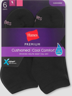 Hanes Premium 6 Pack Women's Cushioned Low Cut Socks