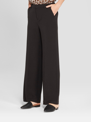 Women's Wide Leg Bi-stretch Twill Pants - A New Day™