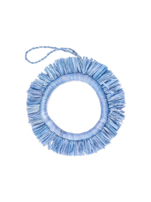 Handwoven Baskets By Blu Soft Blue Fringed Hoop Ornament