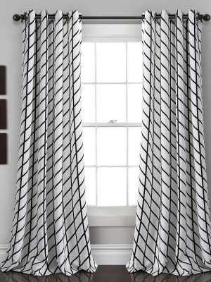 Set Of 2 52"x95" Feather Arrow Geo Room Darkening Window Curtain Panels White/black - Lush Décor