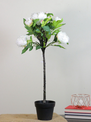 Northlight 31" Blooming Peony Flower Artificial Potted Plant - Green/white