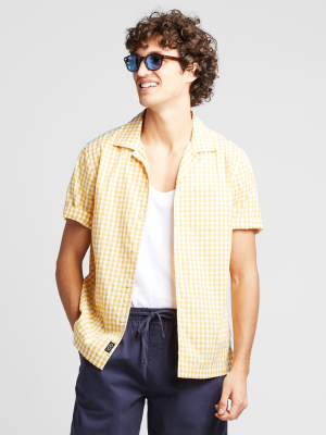 Micro Gingham Short Sleeve Shirt In Yellow
