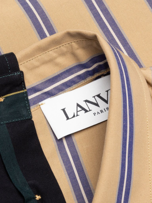 Lanvin Asymmetric Shirt - Dark Green/camel