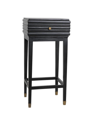 Noir Kitame Black Side Table With Drawer