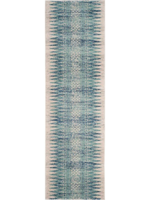 Evoke Tribal Ivory/turquoise Runner Rug