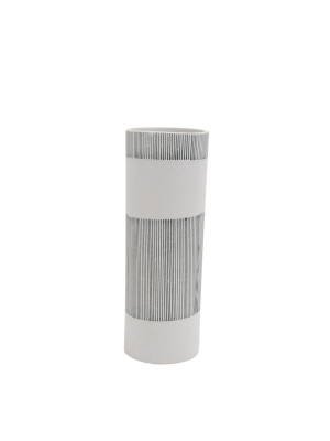 Gray Stripe Ceramic 11" Vase