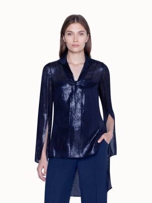 Tunic Blouse In Silk Velvet Dévoré Including Tank