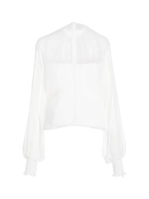 High Neck Silk Chiffon Top