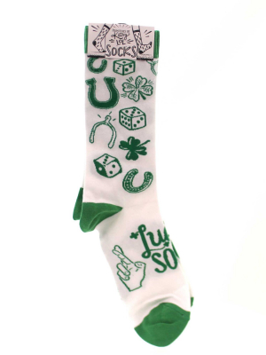 Novelty Socks " Luck Socks Horseshoe Dice Clover Womens Primitives By Kathy - Socks