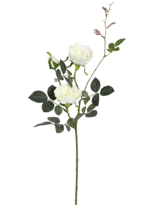 Artificial (pk/3) Rose Spray (31") White - Vickerman