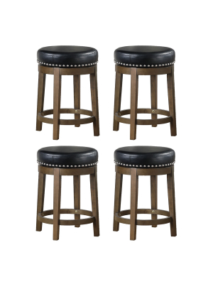 Lexicon Whitby 25 Inch Counter Height Round Swivel Seat Stool, Black (4 Pack)