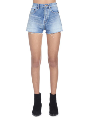 Saint Laurent Distressed Denim Shorts