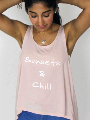 Ete Apparel Sunsets And Chill High Low Tank Top In Blush 1-10-snd-sc-17-p