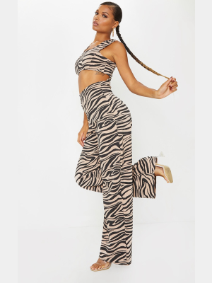 Stone Zebra Cut Out Jumpsuit