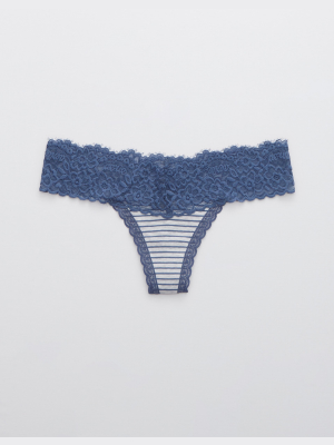 Aerie Cotton Eyelash Lace Thong Underwear