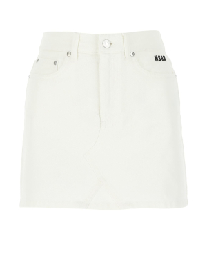 Msgm Logo Printed Denim Mini Skirt