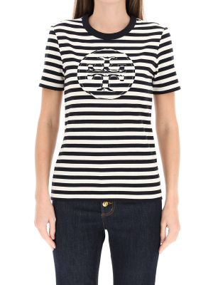 Tory Burch Striped Logo Patch T-shirt