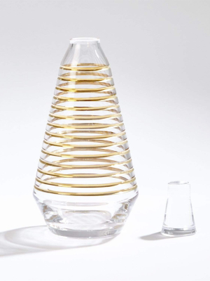 Global Views Gold Banded Decanter - Clear