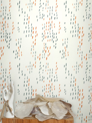 The Sou'wester Wallpaper In Gloaming Neon Orange And Aquatic By Thatcher Studio