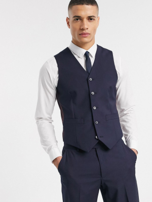 Asos Design Slim Suit Vest In Navy