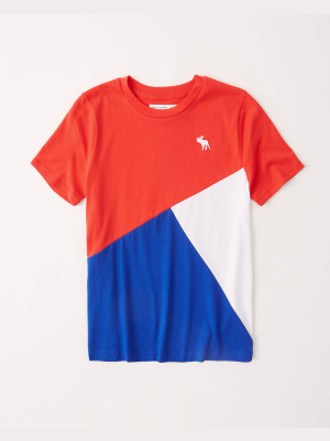 Asymmetrical Colorblock Icon Tee