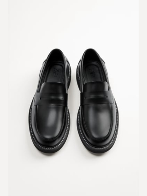 Black Loafers With Topstitching
