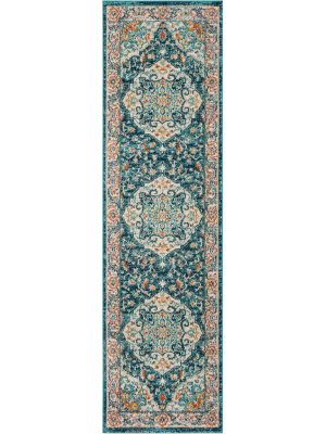 Phoenix Ivory/blue Runner Rug