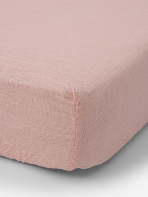 Cotton Muslin Crib Sheet - Rose Petal