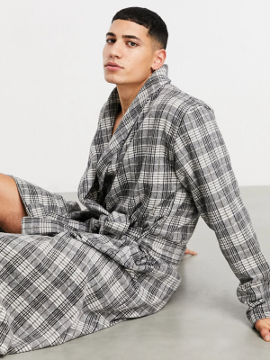 Asos Design Lounge Dressing Gown In Brushed Plaid