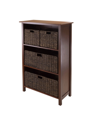 5 Piece Granville Set Storage Shelf With Baskets Wood/walnut/chocolate/espresso - Winsome